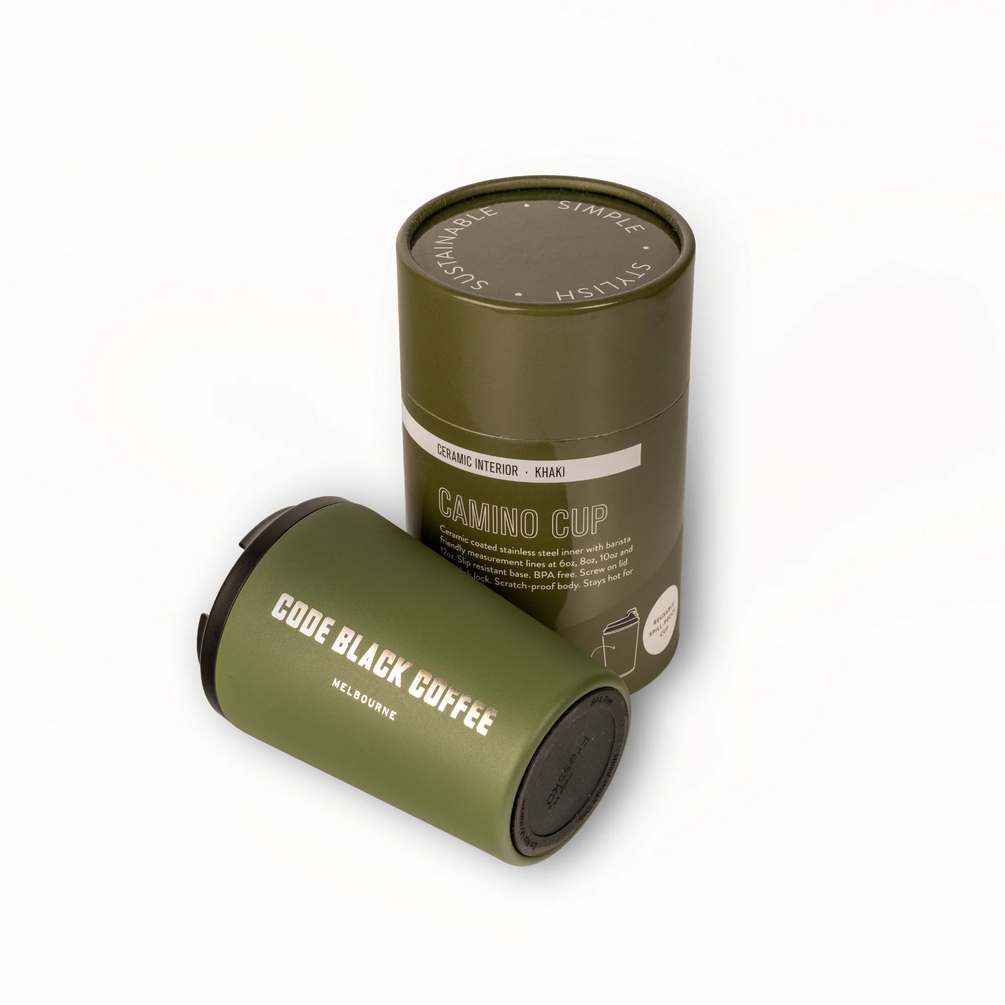 Code Black Coffee Melbourne - Fressko Reusable Cup (Khaki) - Image 2